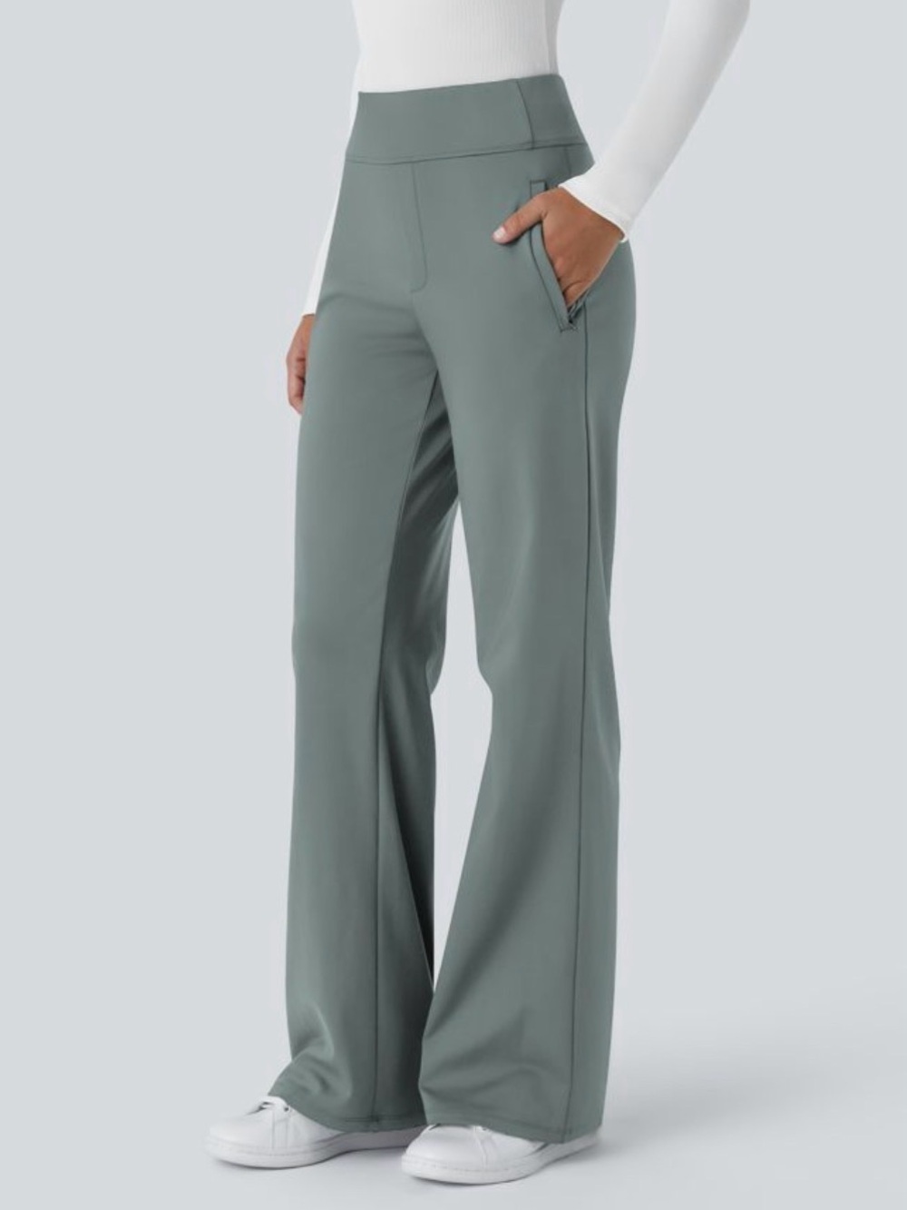 Halara Flex DayStretch Work Flare Pants Sage Gray 2X Regular NWT